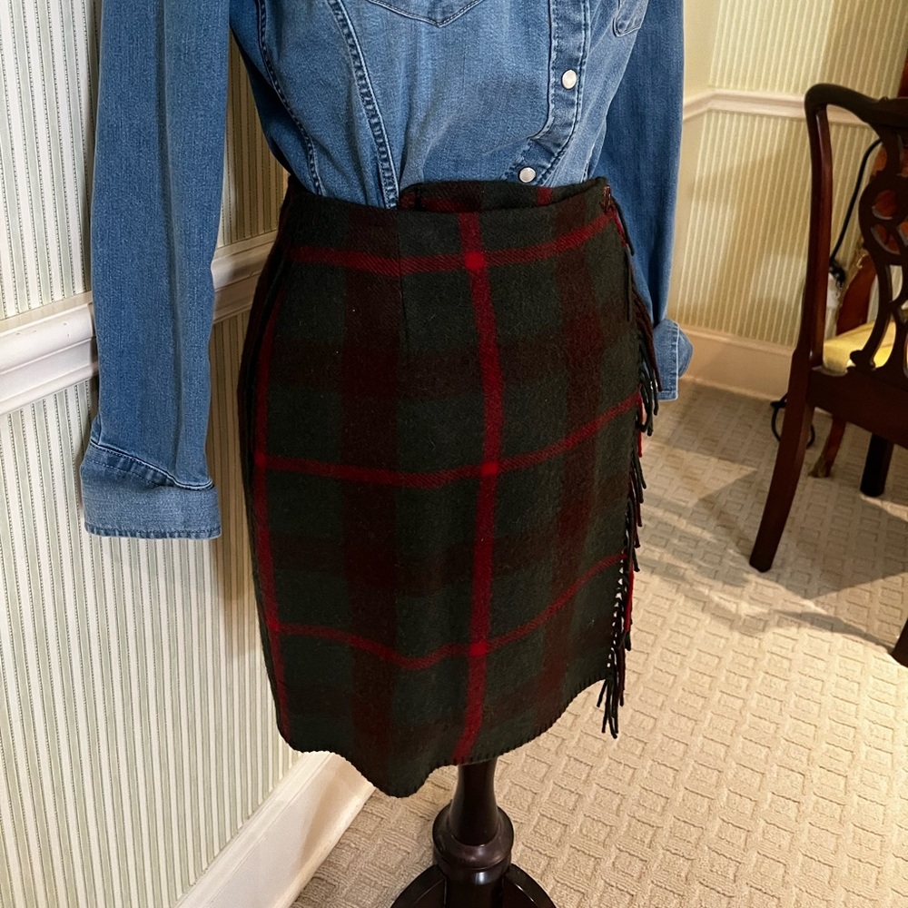 Plaid Ralph Lauren Fringe Tweed mini skirt VTG